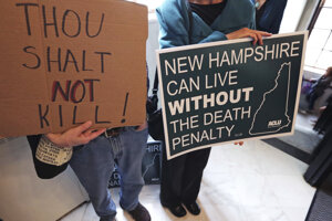 V New Hampshire aj niektorí protestujúci žiadali zrušenie trestu smrti.