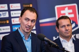 Prezident Slovenského zväzu ľadového hokeja Miroslav Šatan a člen výkonného výboru Martin Kohút.