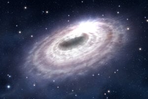 Akréčny disk čiernej diery Sagittarius A* v strede galaxie Mliečna Cesta.