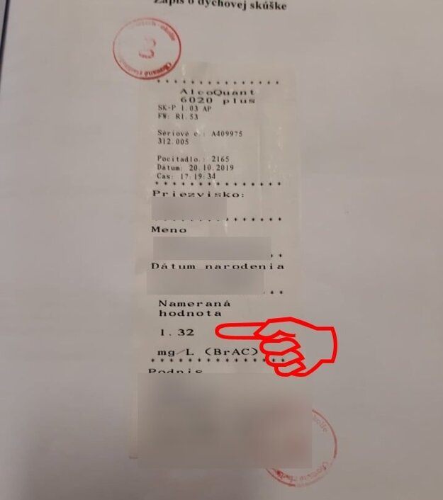 Nafúkal takmer tri promile.