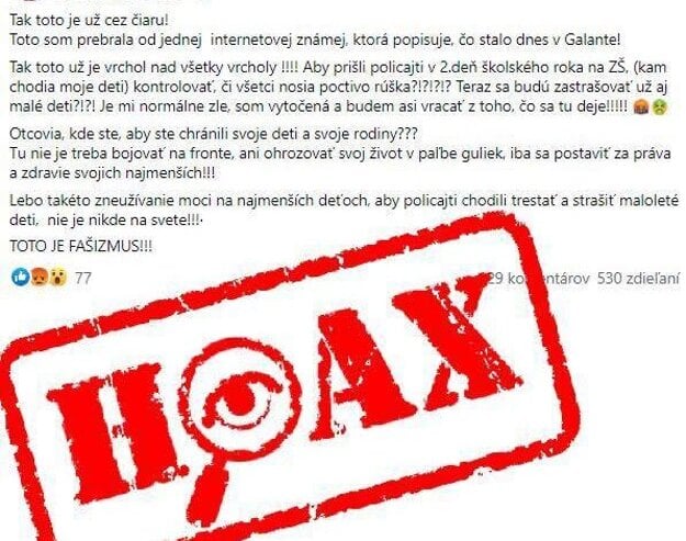 Na hoax upozornila polícia na sociálnej sieti.