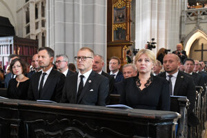 Prezidentka SR Zuzana Čaputová, predseda NR SR Boris Kollár (Sme rodina) a predseda vlády SR Eduard Heger (OĽaNO).