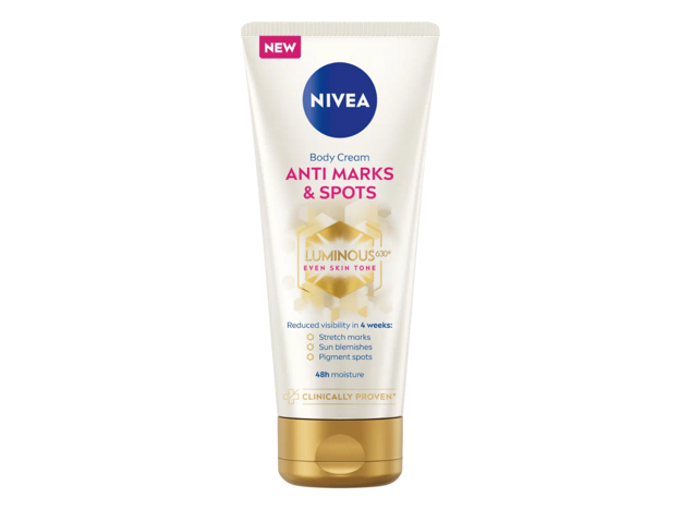 Nivea Luminous630°Anti Stretch Marks & Anti Spots telový krém. (zdroj: Nivea)