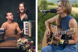 Katarína Koščová, Daniel Špiner a žiarska pesničkárka Dominika Fričová.