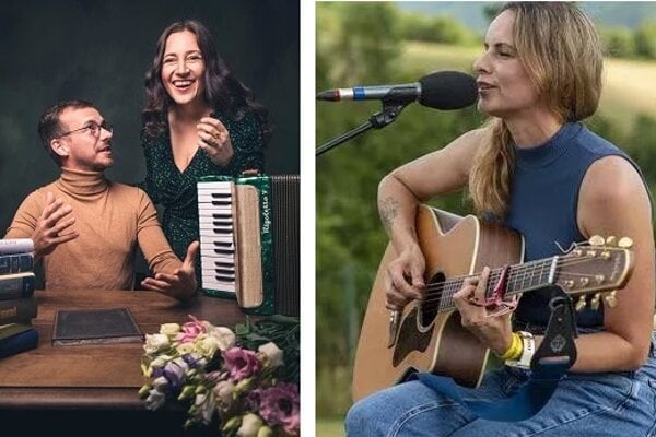 Katarína Koščová, Daniel Špiner a žiarska pesničkárka Dominika Fričová.