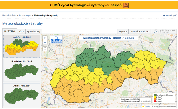 Po kliknutí na fotku sa dostanete k interaktívnej mapke. (zdroj: SHMÚ)