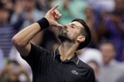 Novak Djokovič po víťazstve nad domácim hráčom Taylorom Fritzom.