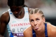 Viktória Forster počas rozbehov an MS v Tokiu 2025.