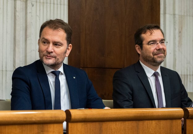 Predseda Hnutia Slovensko Igor Matovič a poslanec Marek Krajčí. (zdroj: TASR)