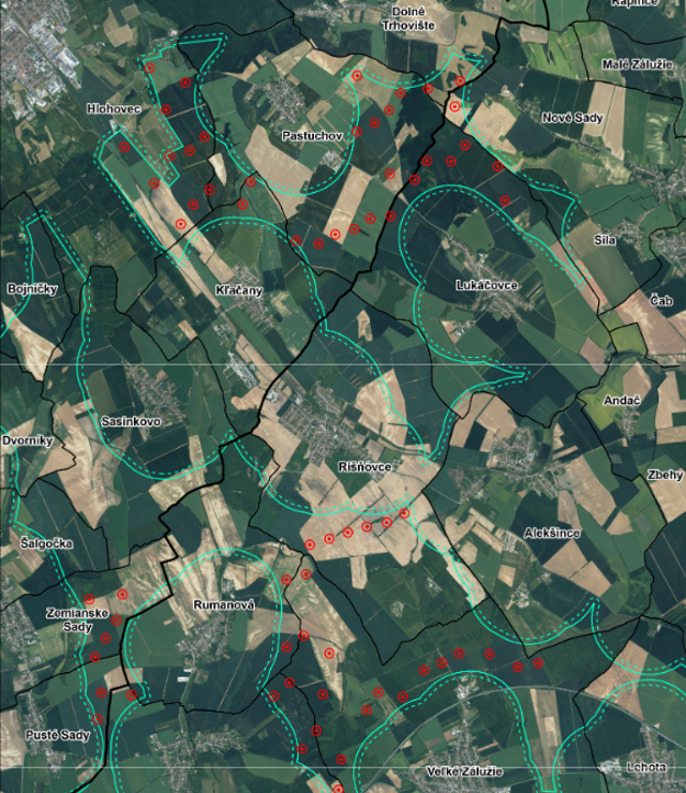 Pilotná zóna pre rozvoj veternej energie – Západ. (zdroj: enviroportal.sk)