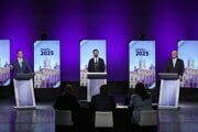 Kandidáti na starostu New Yorku. Zľava Andrew Cuomo, Curtis Sliwa a Zohran Mamdani. 