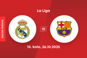Real Madrid - FC Barcelona: ONLINE prenos zo zápasu 10. kola La Ligy.