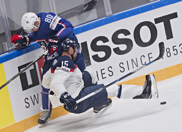 Na snímke dole Ivan Švarný (Slovensko) a hore Teddy Da Costa (Francúzsko),