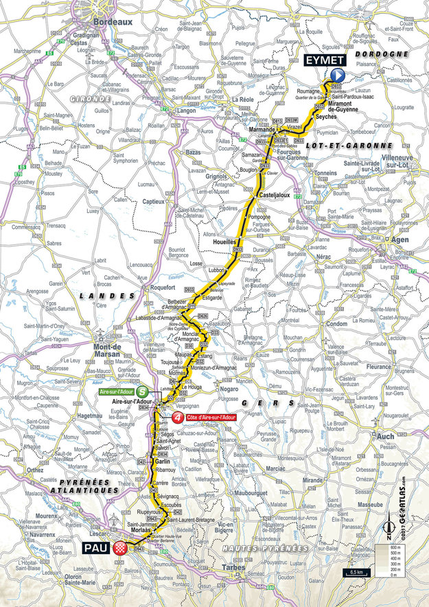Mapa jedenástej etapy Tour de France 2017.