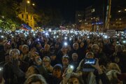Protestné zhromaždenie Za slušné Slovensko na Námestí SNP v Bratislave.