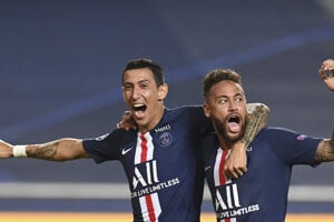 Neymar (vpravo) a Angel Di Maria.