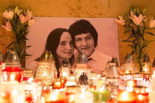 Martina Kušnírová a Ján Kuciak na spomienkovej fotografii.
