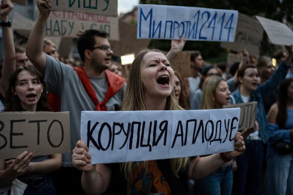Protest v Kyjeve.