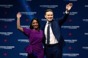 Líder konzervatívcov Pierre Poilievre a jeho manželka Anaida Poilievre.