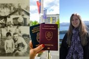 Starý otec Eugen s deťmi v Argentíne (vľavo) a Eugenova vnučka Cande Glikin (vpravo)