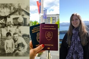 Starý otec Eugen s deťmi v Argentíne (vľavo) a Eugenova vnučka Cande Glikin (vpravo)