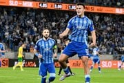 Dávid Strelec oslavuje hetrik do siete Žiliny.