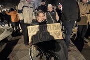 Záber z februárového protestu. 