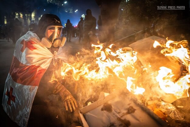 V kategórii Aktualita - série fotografií zvíťazila séria, ktorá zachytáva protivládne protesty v Gruzínsku. (zdroj: Tomáš Benedikovič)