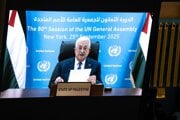 Palestínsky prezident Mahmúd Abbás sa prostredníctvom videa prihovoril na 80. zasadnutí Valného zhromaždenia OSN.