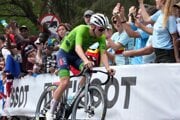 Slovinský cyklista Tadej Pogačar počas MS v Kigali 2025. 