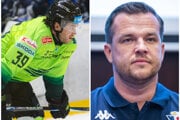 Vľavo útočník Žiliny Brendan Ranford, vpravo generálny manažér Slovana Lukáš Havlíček.