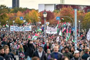 Propalestínska demonštrácia v Berlíne.