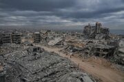 Zničená štvrť v Gaza City.