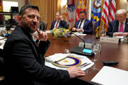 Ukrajinský prezident Volodymyr Zelenskyj počas piatkového stretnutia s americkým prezidentom Donaldom Trumpom v Bielom dome.