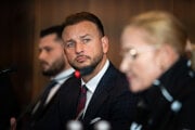 Minister vnútra Matúš Šutaj Eštok a vpravo policajná prezidentka Jana Maškarová.