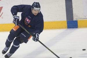 Na snímke slovenský hokejový reprezentant Marek Ďaloga počas tréningu v rámci štartu záverečnej prípravy pred MS, prvého sústredenia reprezentačného A-tímu a olympijského výberu 27. marca 2017 v Bratislave.