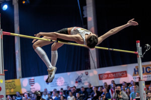 Ruská reprezentantka Marija Lasickiené počas súťaže žien 25. ročníka výškarského mítingu Banskobystrická latka 2019 v hale na Štiavničkách 
