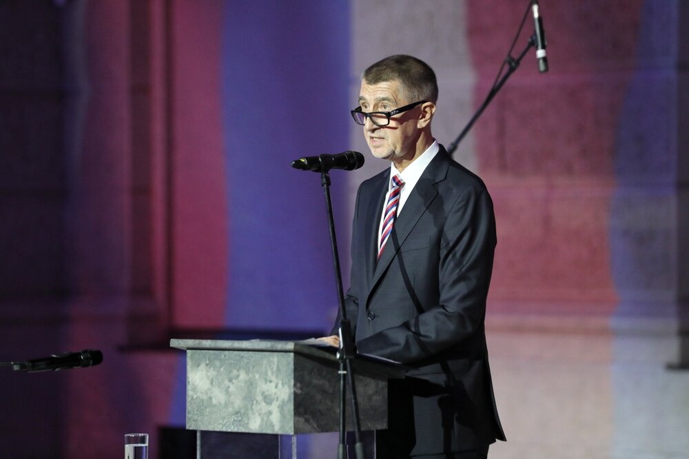 Andrej Babiš počas prejavu.