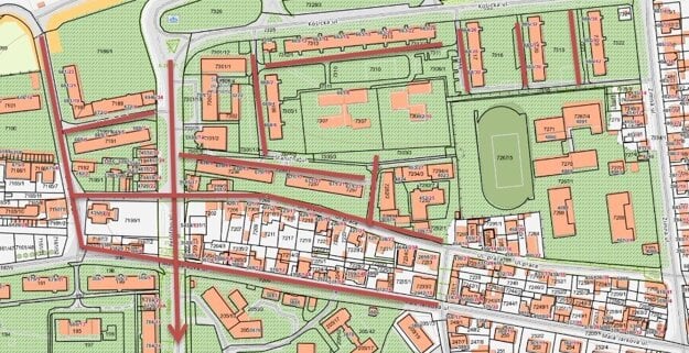 Odstávka sa dotkne viacerých ulíc. (zdroj: KOMVaK - Vodárne a kanalizácie mesta Komárna)