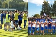 Hráči Šoporne (vľavo) sa tešili doma, futbalisti FC Nitra v Seredi. 