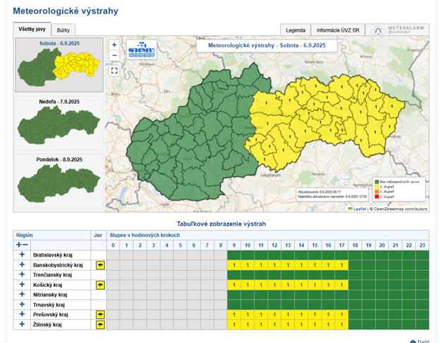 Po kliknutí na fotku sa dostanete k interaktívnej mapke. (zdroj: SHMÚ)