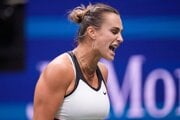 Aryna Sabalenková sa teší vo finále US Open 2025.