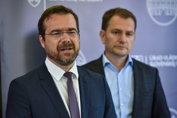 Poslanec Marek Krajčí a predseda Hnutia Slovensko Igor Matovič.