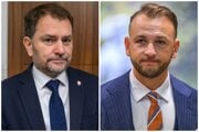 Predseda Hnutia Slovensko Igor Matovič a predseda Hlasu Matúš Šutaj Eštok