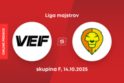 VEF Riga - Patrioti Levice: ONLINE prenos zo zápasu skupiny F Ligy majstrov.