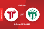 AS Trenčín - MFK Skalica: ONLINE prenos zo zápasu 11. kola Niké ligy.