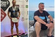 Vľavo Robert Fekete na majstrovstvách Európy, vpravo tréner Robert Balaško.