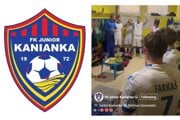 Oslavy v šatni po výhre nad Domanižou.
