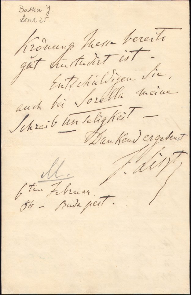 The letter Franz Liszt wrote to Ján Batka