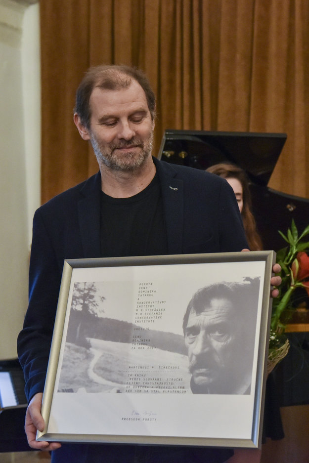 Laureats of the Dominik Tatarka Award 2017, Martin Milan Šimečka, on the gala ceremony March 13, 2018 in Bratislava.